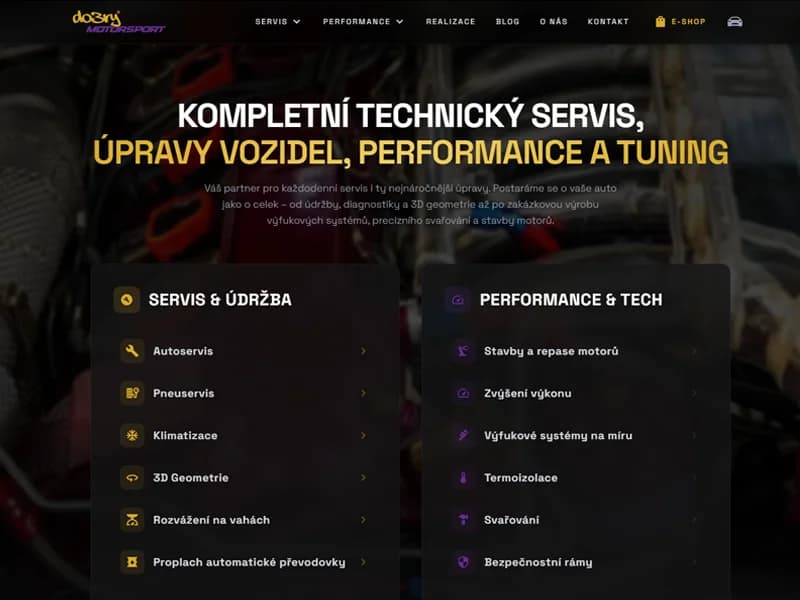 Náhled webu Do3ry.cz - E-shop a web pro úpravu aut