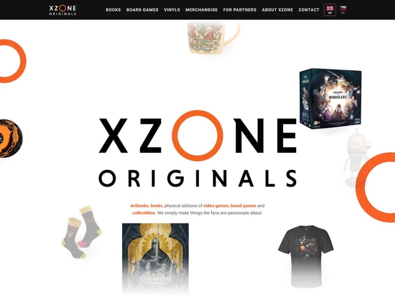 Náhled webu Xzone Originals - Herní světy v knihách, deskovkách a merchi